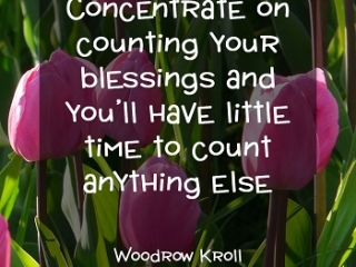 Concentrate on counting your Blessing and you'll have little time to count anything else